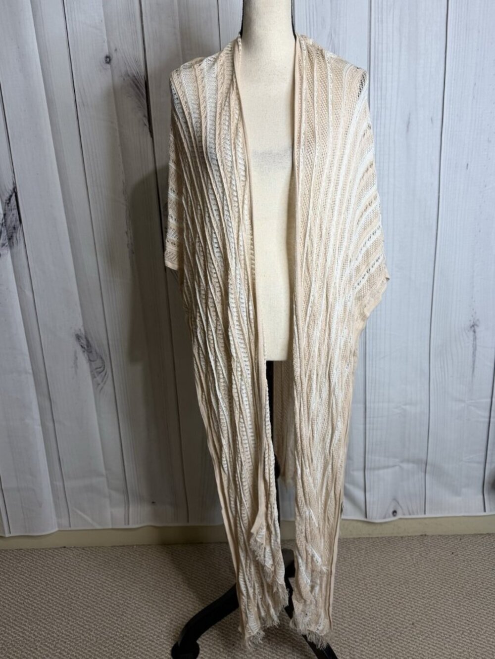Kerisma Fringe Shawl Open Front Long Cardigan Wrap Fringe One-Size 100% Viscose